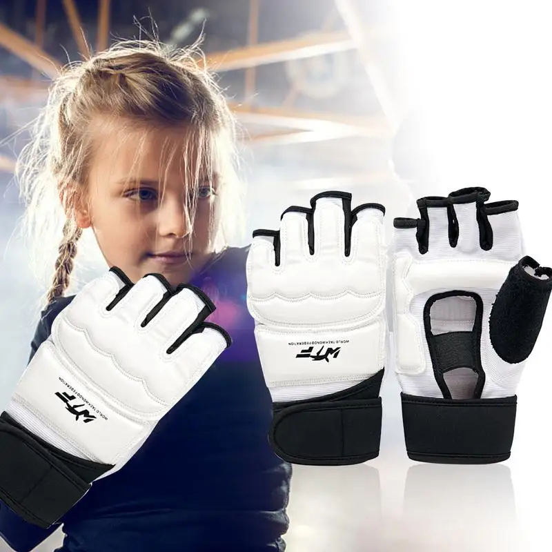 

Боксерские перчатки с открытыми пальцами, детские кожаные перчатки для тхэквондо, ММА, карате, Муай Тай, гуанте де боксе
