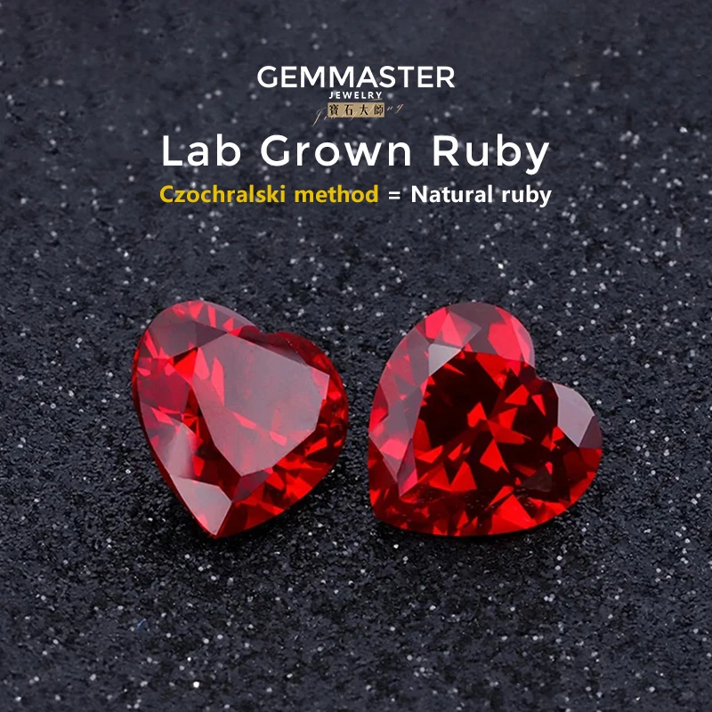 Heart lab grown ruby Pigeon blood vivid ruby Czochralski method lab with AGL certificate VVS 1ct 2ct 3ct loose