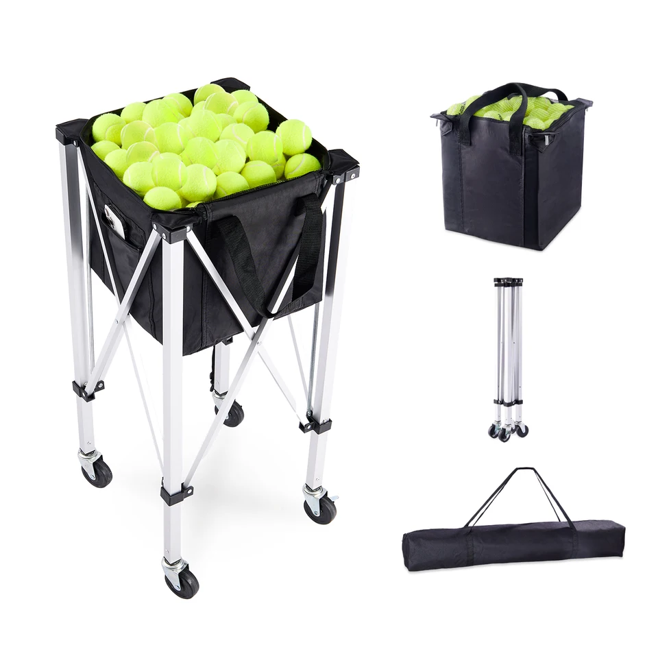 Foldable Tennis Ball Cart with Wheels for Coaches