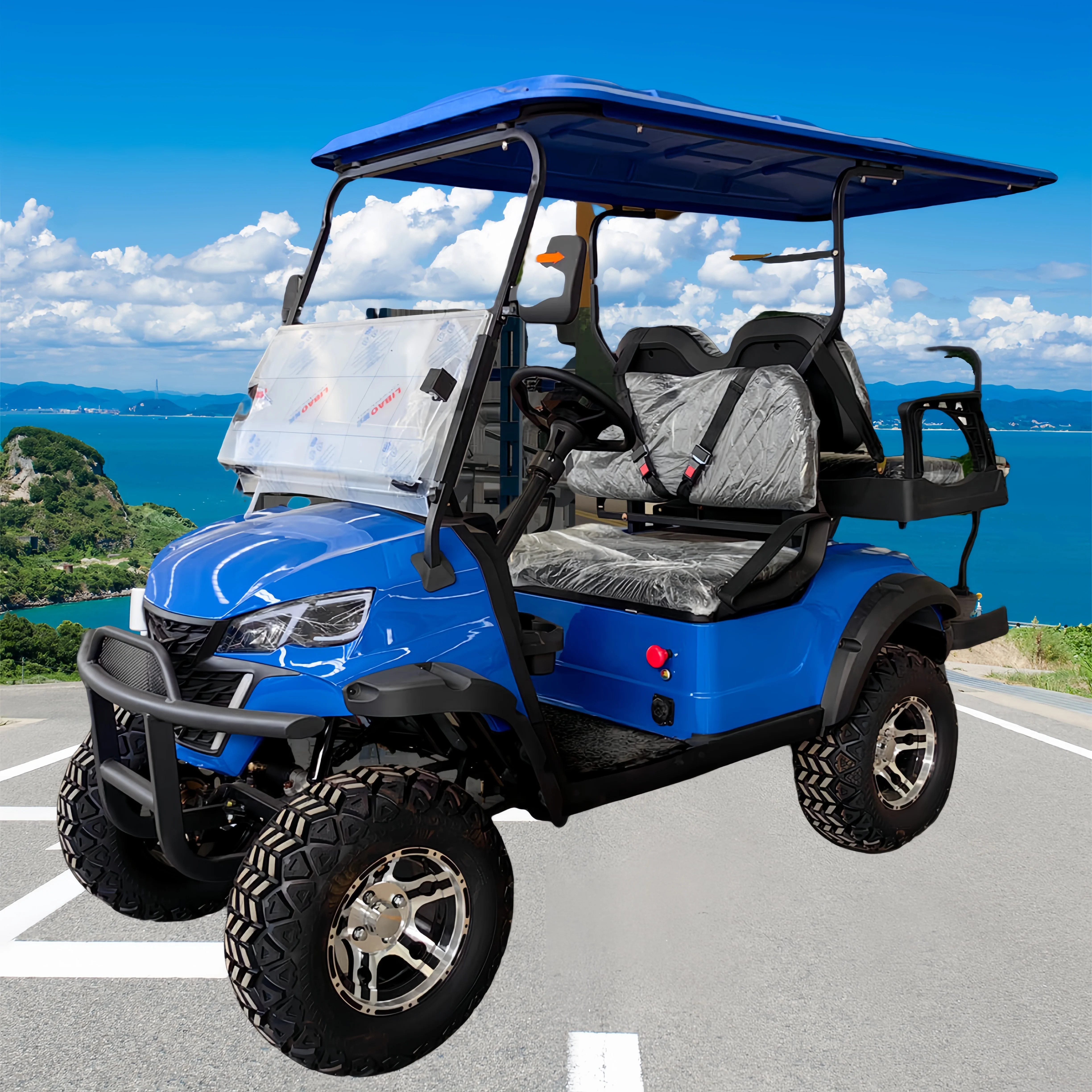 Chinese 2 4 6 Seater Steel Golf cart with electric power Use for resort sightseeing pick-up car Golf buggy