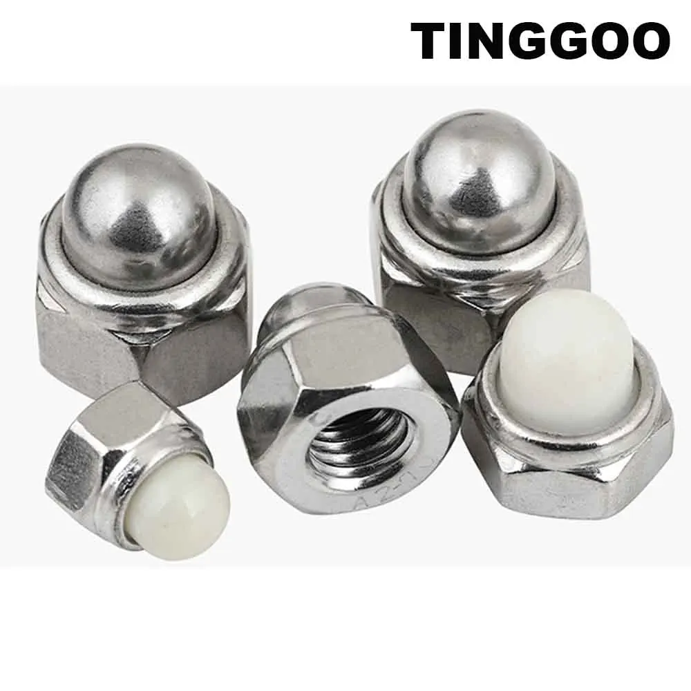 

2/5pc M4 M5 M6 M8 M10 M12 304 Stainless Steel Hex Nylon Insert Metal Acorn Cap Cover Self-locking Lock Nut Nylock Locknut DIN986