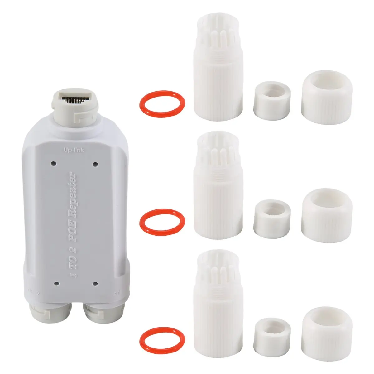 T80C 2포트 방수 POE 리피터 IP66 10/100Mbps 1-2 PoE 연장기 IEEE802.3Af/At 48V 지원 야외용 POE 스위치 카메라용