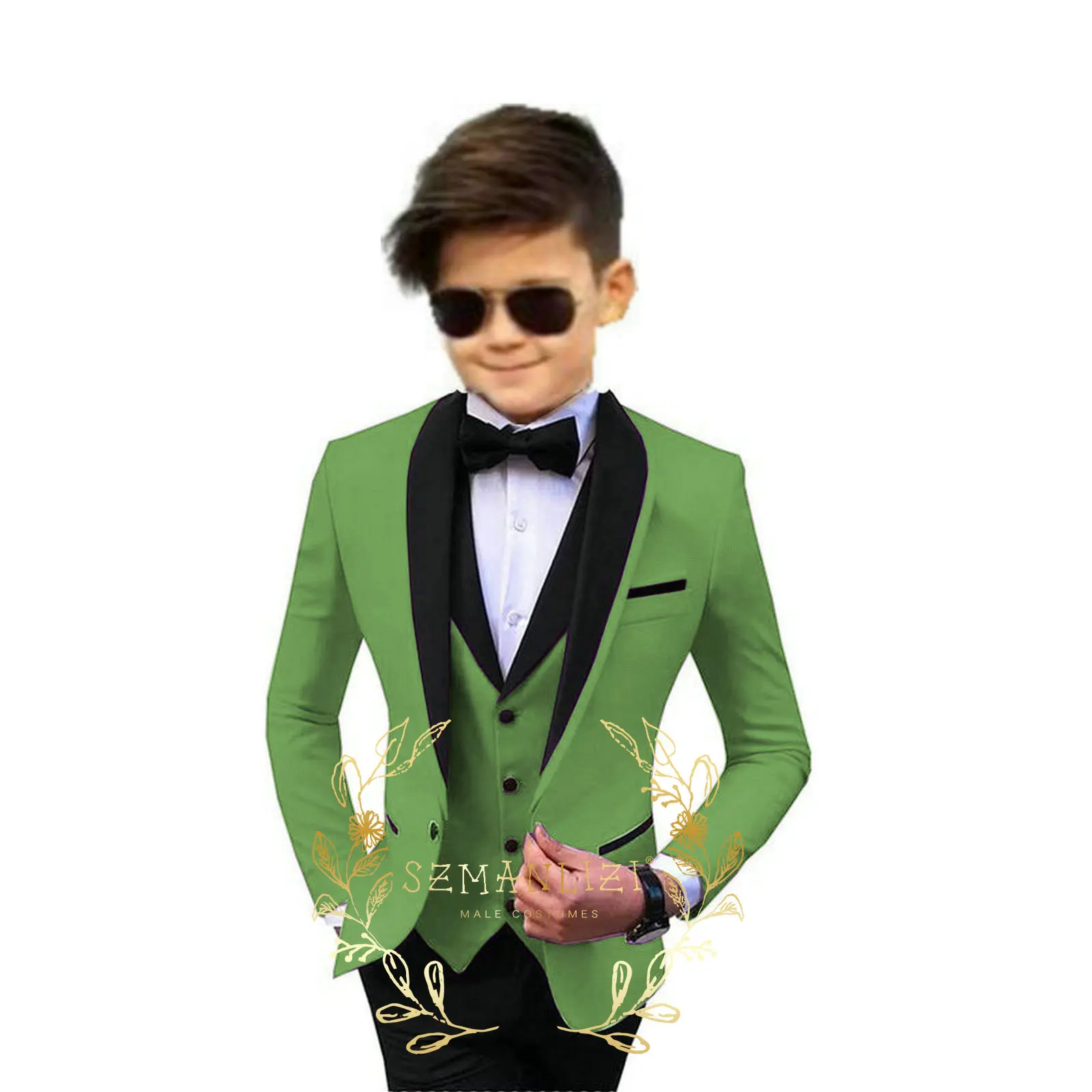 Formal Boys Suit For Wedding Children Gold Party Blazers Vest Pants Sets Outfit Shawl Lapel Kids Costume Gentlemen Prom Tuxedos