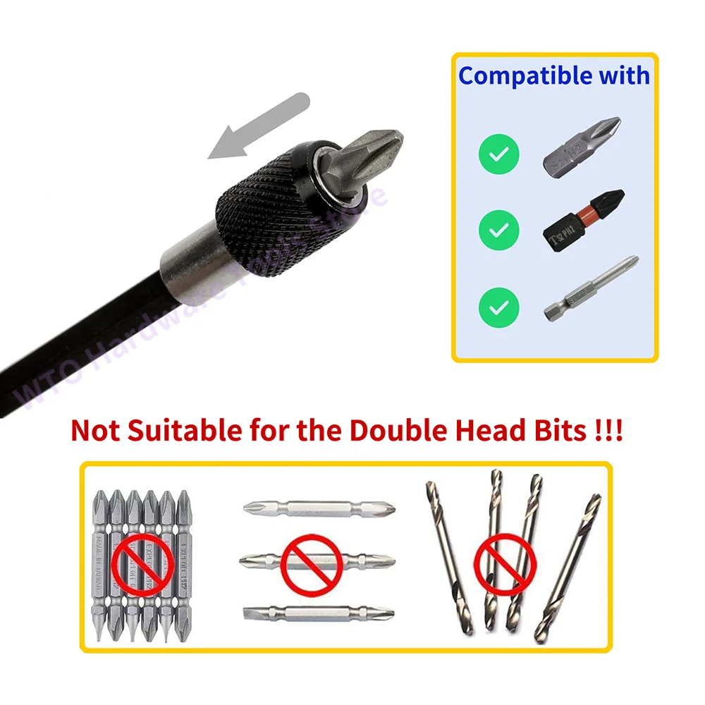 1/4 Inch Quick Change Drill Extension Bit 60/100/150mm Magnetic Screwdriver Bit Adjustable Extension Holder Bar Shank Power Tool