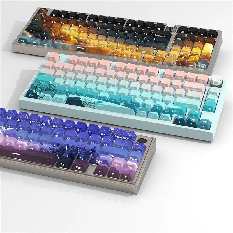 XDA 높이 키보드 캡 알루미늄 합금 CNC 금속 컬러 기계식 키보드, 범용 ESC 개성 무지개 그라데이션 키캡