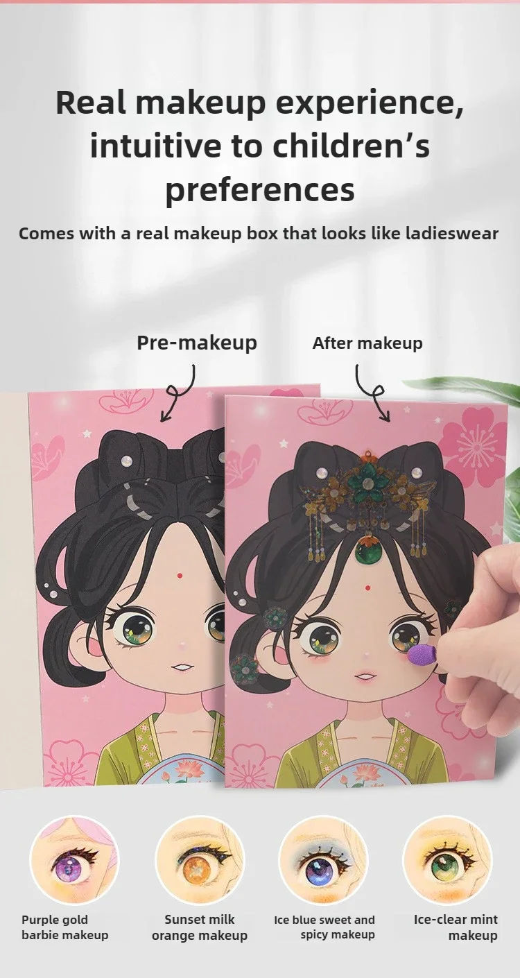 Creative DIY Makeup Fun Kit Princess Diamond Painting Gifts Toys for Kids Girls Dress Up Sticker Book Gifts for Girl