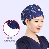 Chapeau médical cheveux longs Cordlock soins infirmiers gommage casquettes pour femmes et hommes 100% coton doux Chef chirurgien dentaire chapeaux chirurgicaux sanitaires 2