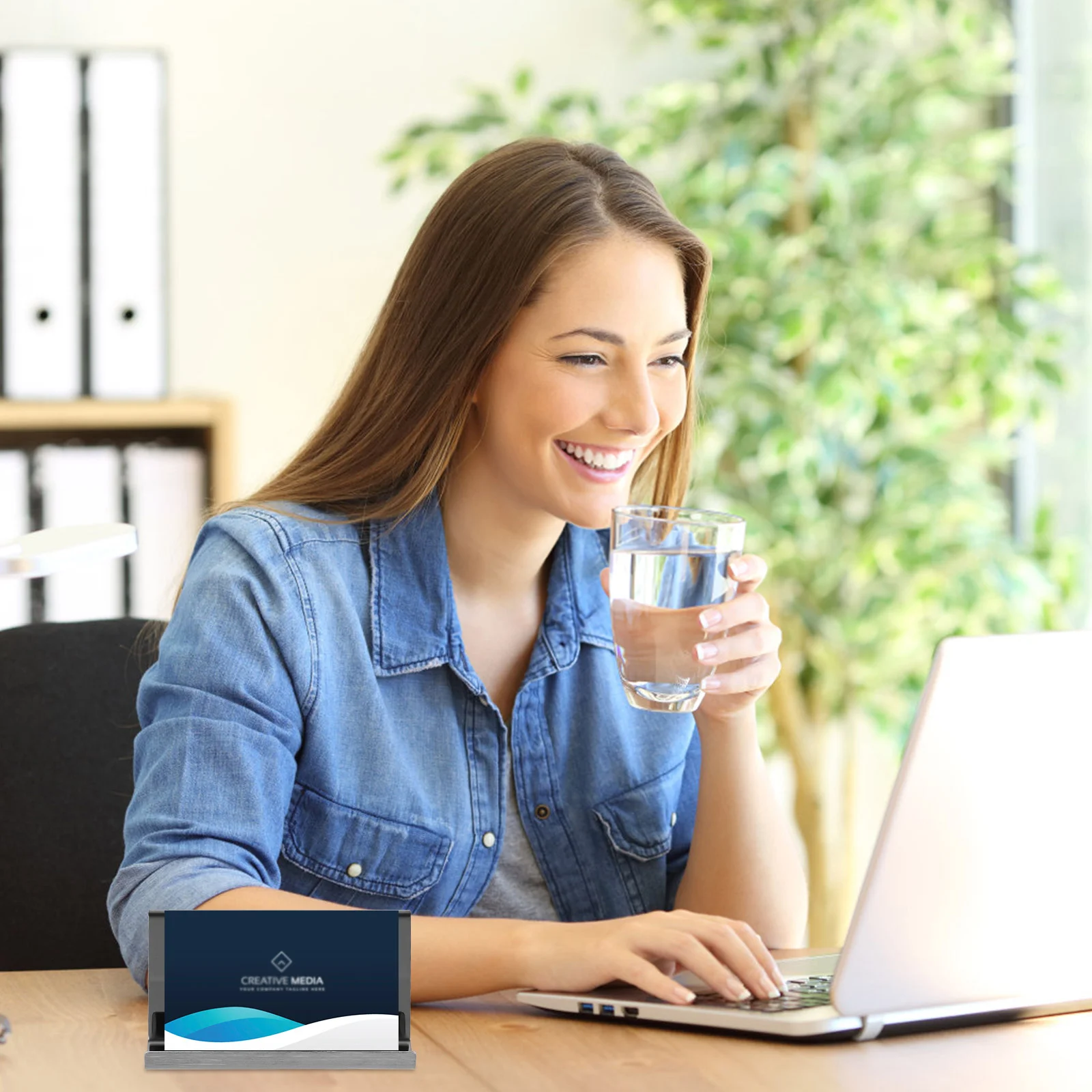 

Business Card Holder Space-saving Elegant Phone Bracket Desk Tablet Thank You Fashion Cell Mobile Mount Stainless Steel Stand