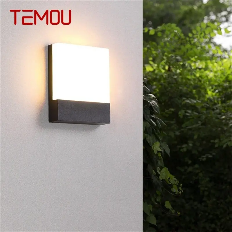 TEMOU Outdoor Wall Light Fixture Contemporary Waterproof LED Patio Lamp for Home Porch Balcony Villa