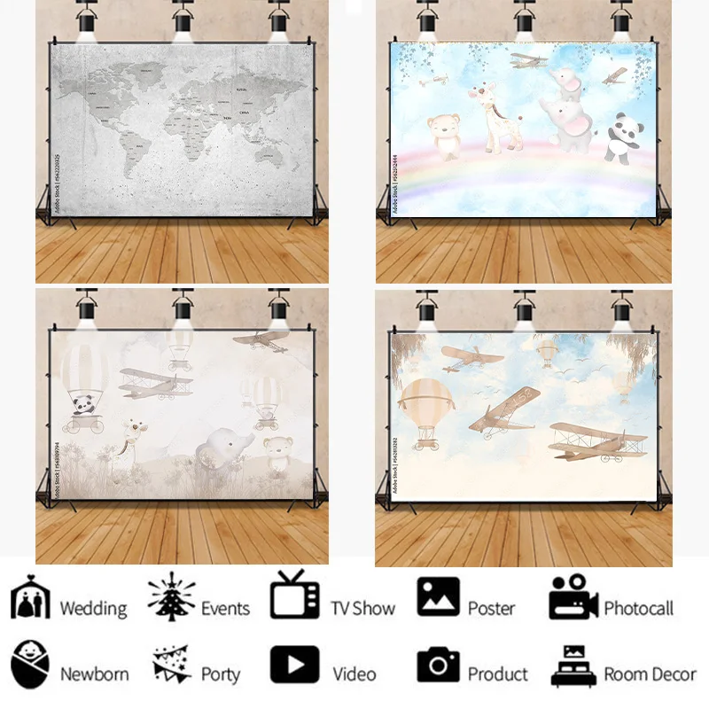 

SHUOZHIKE African Wildlife Jungle Map Forest Photography Backdrops Props Newborn Baby Birthday Photo Studio Background QQW-04