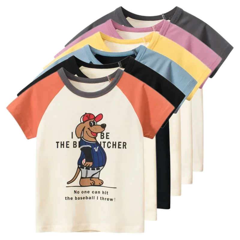 Children T Shirt Cotton Cartoon Bear Short Sleeve Kids Clothes For Boy Casual Top Tee 2-10Y