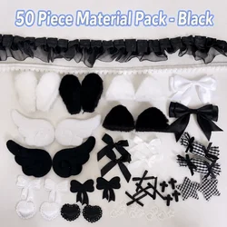 Pink Lace Ribbon DIY Craft Kit - Colorful Handmade Accessory Set for Creative Projects and Decor (Black 50pcs)
