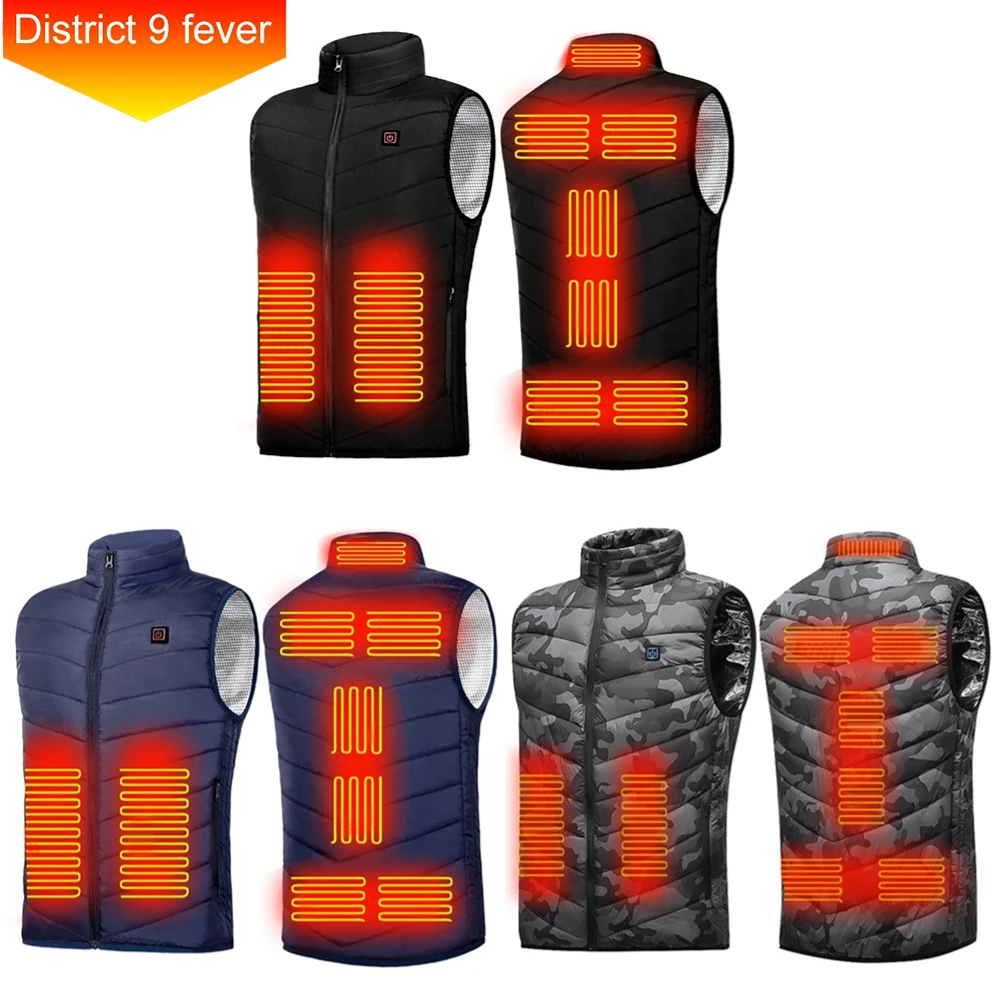 Men Women Winter Heating Jackets 9 Heating Areas Smart Electric Heated Vest Waterproof Thermal Clothing Outdoor Sportswear heated jacket