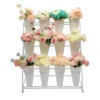 3 Layers Flower Display Stand Movable Modern Metal Plant Shelf with 12Pcs Flower Buckets & Wheels for Home Garden Patio Balcony 1
