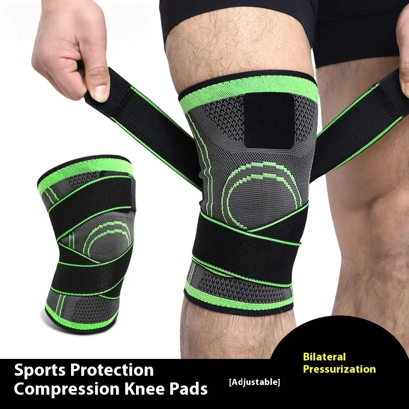 Compression Strap Wrapped Knee Pads for Basketball, Running, Fitness, Cycling