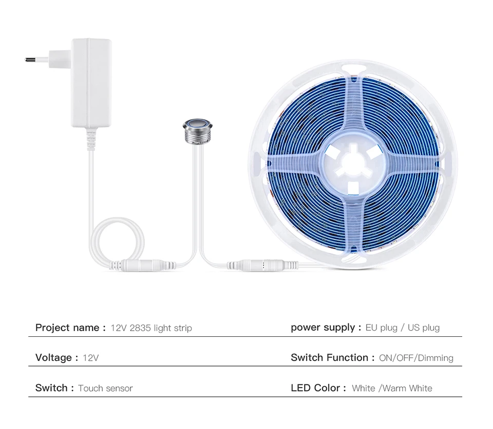 Description Picture 3 of item12V Dimmable LED Strip Light Recessed Touch Control Dimmer Switch LED Light Tape Bedroom Cabinet Room Decor Backlight Lighting ﻿