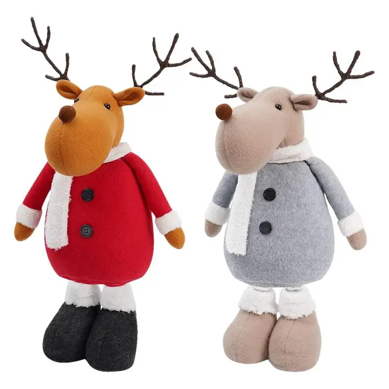 Soft Stuffed Reindeer Plush Toys Christmas Deer Stuffed Animal Doll Standing Plush Puppets Moose Statue Plushie Festivals Decor