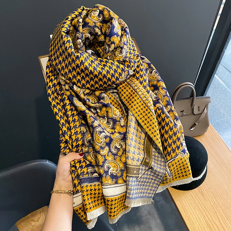 

Роскошный брендовый дизайнерский зимний шарф, женский кашемировый теплый кашемировый шарф кешью, женский роскошный шарф, утолщенная мягкая шаль, накидка