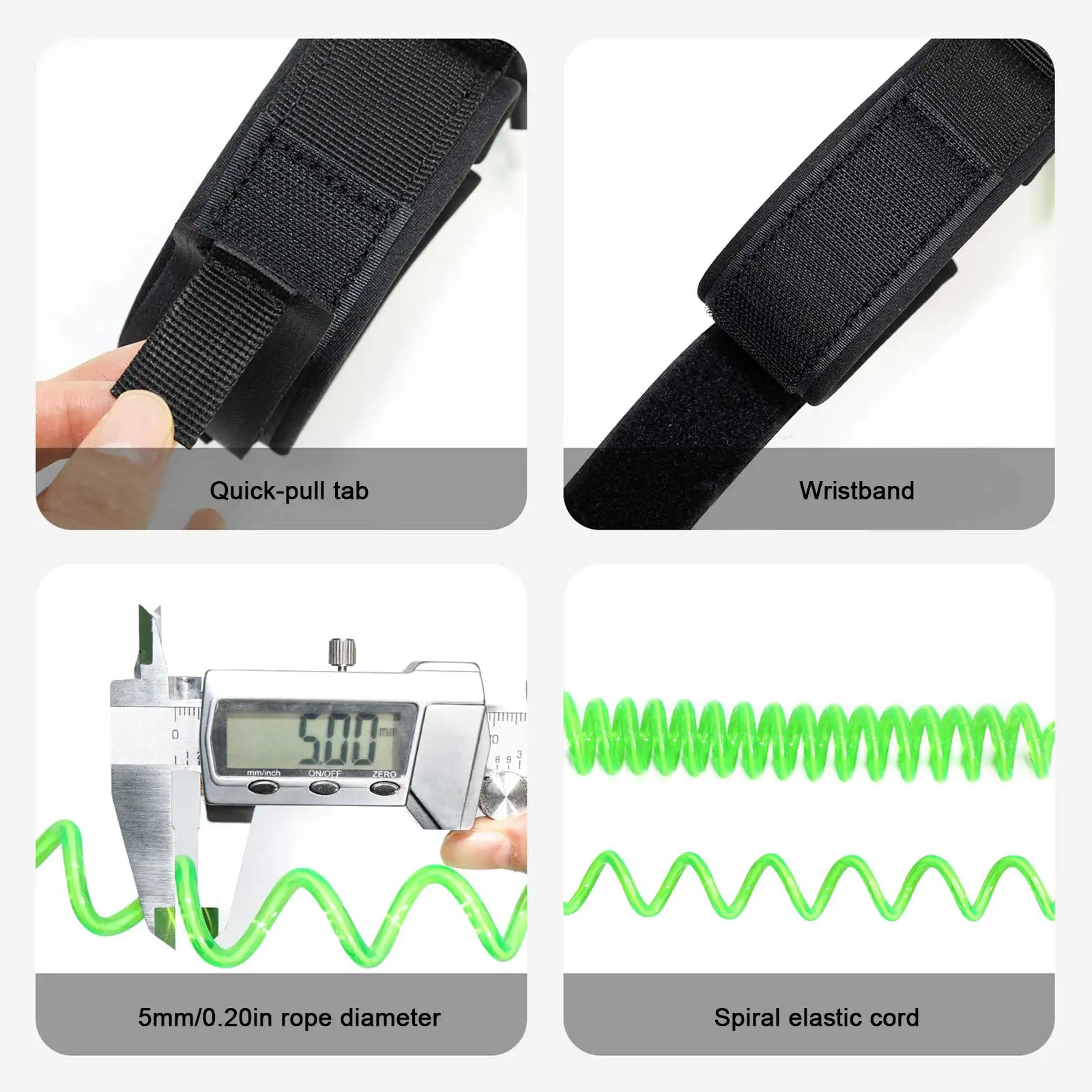 Sicherheits-Handseil mit Haken aus TPU-Material, Starkes Spiralförmiges Bodyboarding-Leash, Elastisch und Dehnbar für Angelgeräte und Ruten – Detail 20