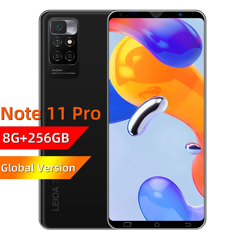 New Note11 Pro Smartphone Android Celular 8GB 256GB Smart Phone Unlocked 5000mAh Battery Global Version Cell Mobile Phones