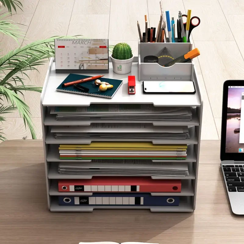 

Multi-layer Data Document Shelf Shelves Folder Multi-layered Storage File Rack Desktop