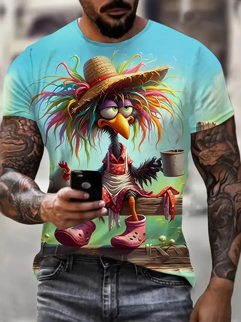 Men's T Shirt Cartoon Duck Print Summer Casual Short Sleeve Tops Tee Fashion T-shirts Outdoor Quick drying Street Clothing