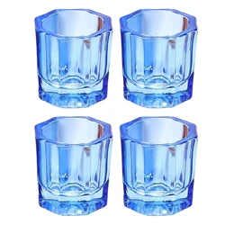 4-Piece Crystal Glass Dappen Dish Set for Dental and Nail Art Applications (Blue)
