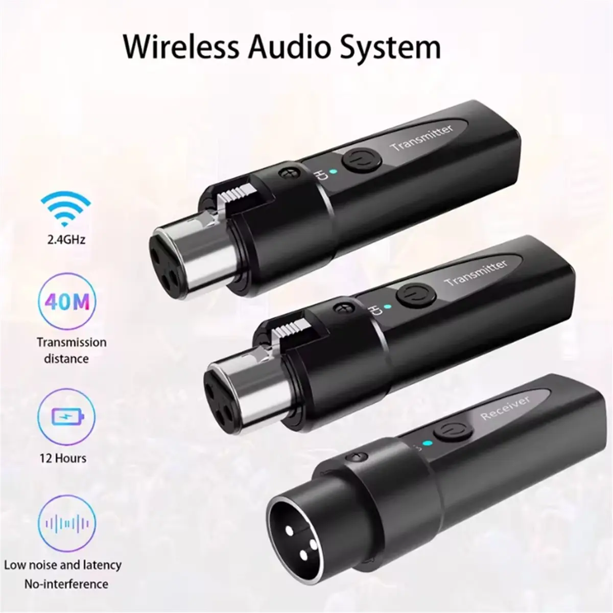 A23G XLR 무선 마이크 송신기 수신기 2.4Ghz 마이크 무선 시스템 충전식 무선 마이크 오디오 어댑터 B