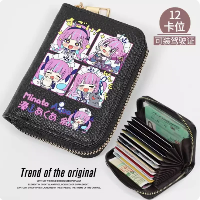 Anime Hololive Minato Aqua Zipper Wallet Women Fold Bag Multi Card Coin Pocket Holder Fashion Wallet Gift