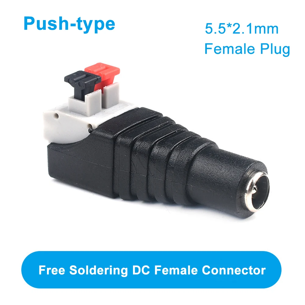 Description Picture 6 of itemDC Female Power Connector 5.5*2.1MM Solderless DC Male Conversion Terminal Push Type Non-push Type For LED/Monitoring Camera