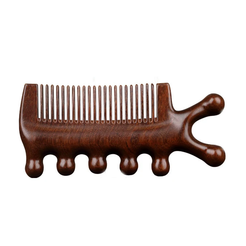 Peigne méridien de massage du cuir chevelu, grattage en bois de santal,  peigne de massage à cinq dents, style: petite chauve-souris