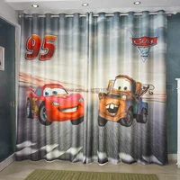 Disney Cars Mcqueen Boy Cartoon Children'S Room Bedroom Bay Window Floor-To-Ceiling Window Blackout Cloth Printed Curtain 1