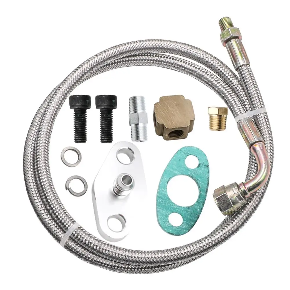 T3 T4 T70 1/8 Pnt Turbo Oil /Water Feed Drain Fitting Line Kit 90 Gradi 41 Pollici Turbocompressori Kit Linea Di Alimentazione Olio