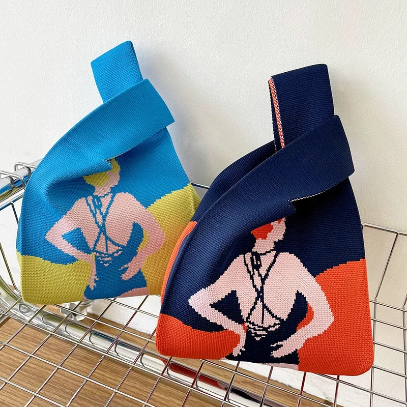 

Knitted Bag Women's New Ball Head Color High Sense Woven Handbag Hand Bag Out of The Street Play Large Capacity