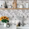 Grey Floral Birds Wallpaper Peel And Stick Leaves Contact Paper Removable Self Adhesive Wallpaper For Cabinets Walls Decorative 4