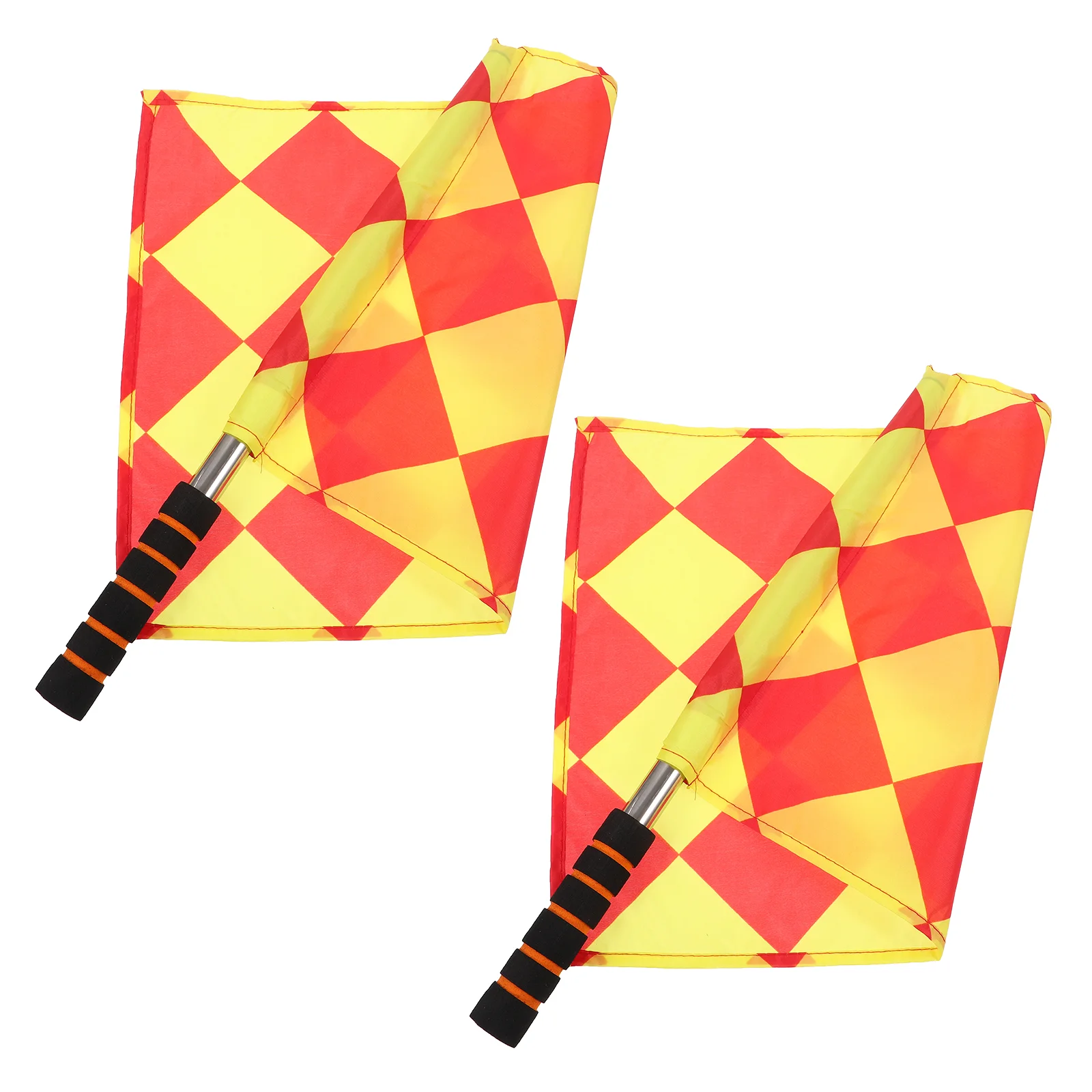 

2 Pcs Football Referee Flag Soccer Balls Traffic Flags Warning Sponge Conducting Waving For Racing Metal