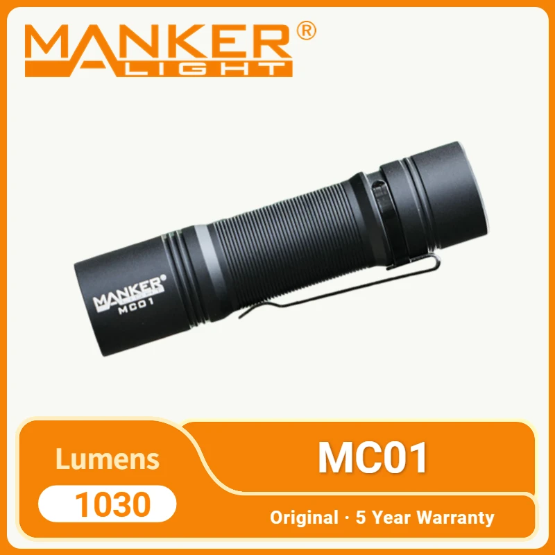 

Manker MC01 Portable EDC Flashlight Built-in 2500 MAH Battery 1030 Lumens Rechargeable Torch Light with Clip For Camping