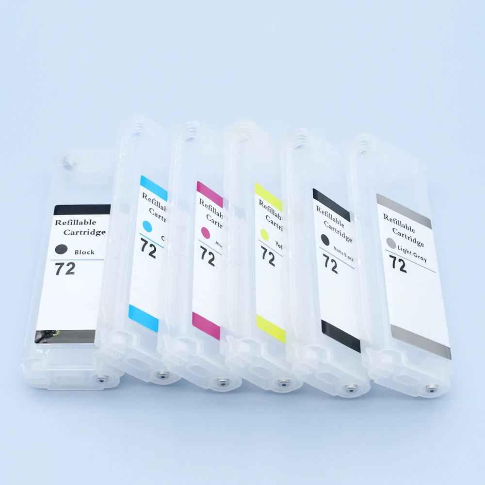 HP 디자인젯 T610 T620 T770 T790 T1100 T1120 T1200 T1300 T2300용 280ml HP72 리필 잉크 카트리지 (칩 없음) 6가지 색상