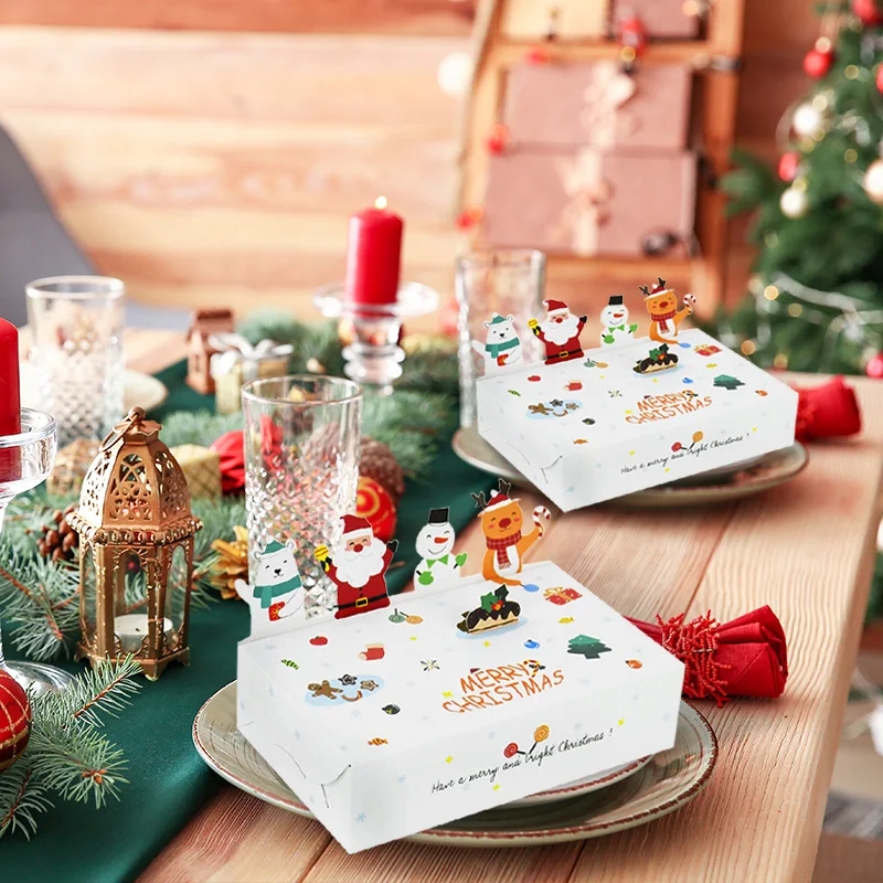 5/10Pcs Cartoon Christmas Candy Gift Box Kraft Paper Cookie Packaging Box 2025 Christmas Party Decor Xmas Navidad New Year 2026