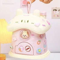 Cute Rabbit Piggy Bank Large Capacity Cash Coin Box DIY Creative With Lock Key Desktop Decoration Toys Gifts for Kids Girls 1