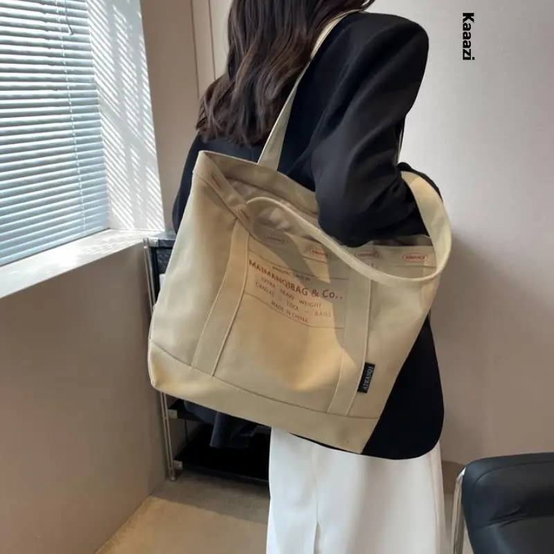 

Casuals Large Canvas Tote Bag For Women With Zipper Trendy Purses And Handbags Summer 2023 Shopping Simple Shoulder Bag Work