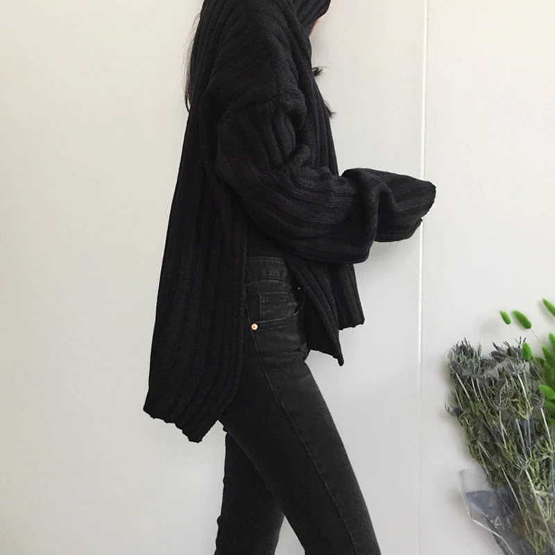 Autumn and Winter New Solid Color Women's Long-sleeved Turtleneck Sweater Loose Fashion Knitwear Casual Pullover Office Top