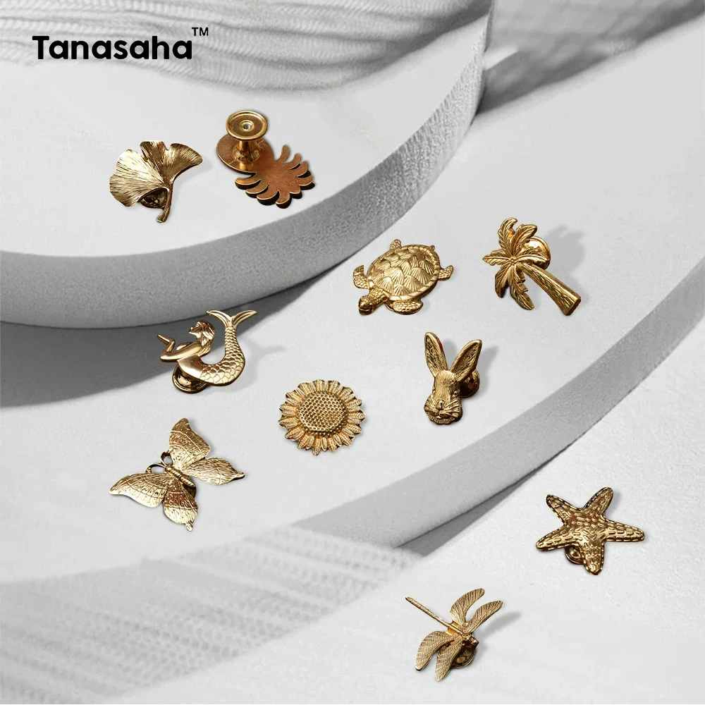 Plant Animal Shape Furniture Handles Drawer Knobs Retro Dresser Knobs Gold For Cabinets and Drawers furniture handles
