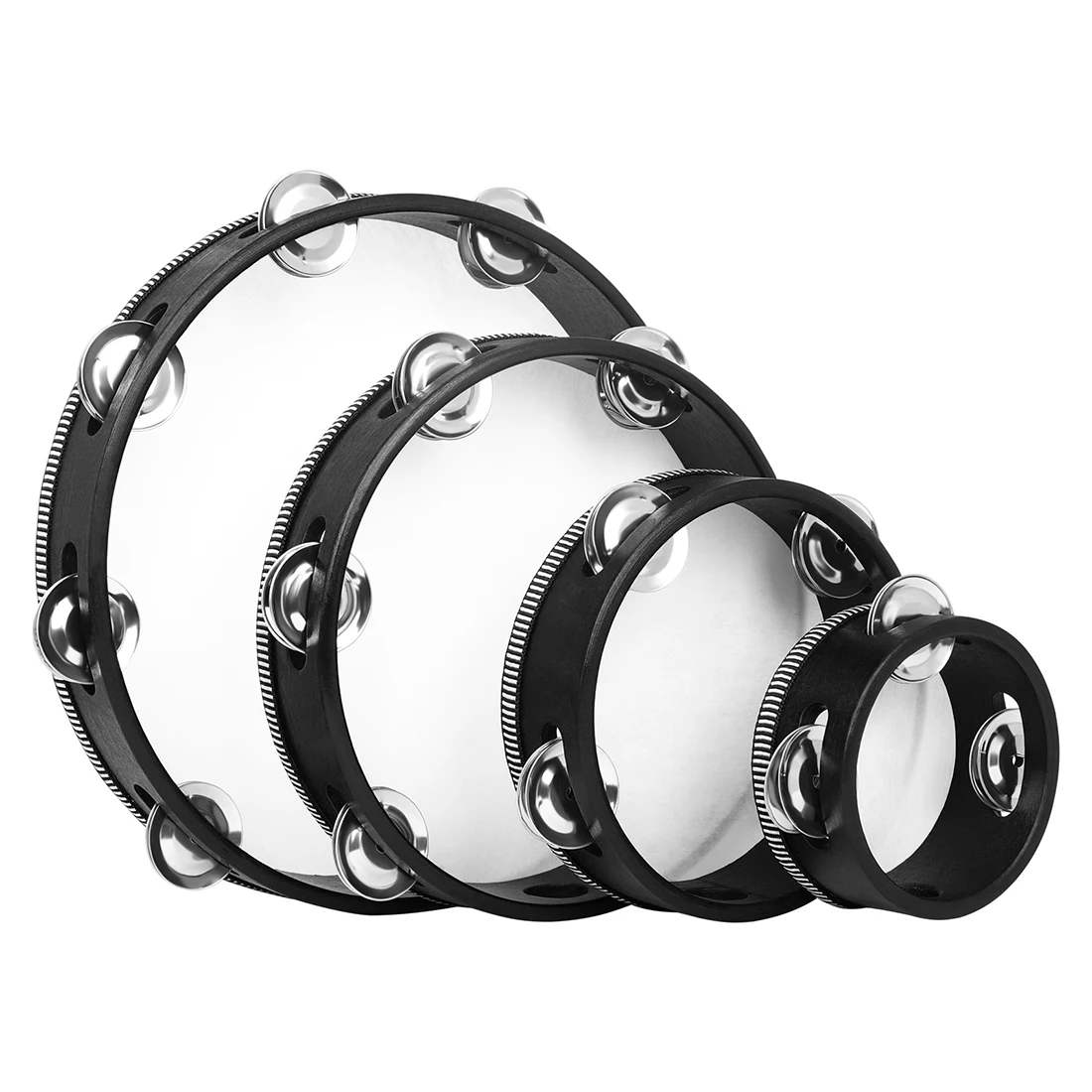 4pcs Double Row Hand-operated Tambourine Drums Kits 4/6/8/10 inch Orff Percussion Instruments Children's Gift Music Enlightenmen