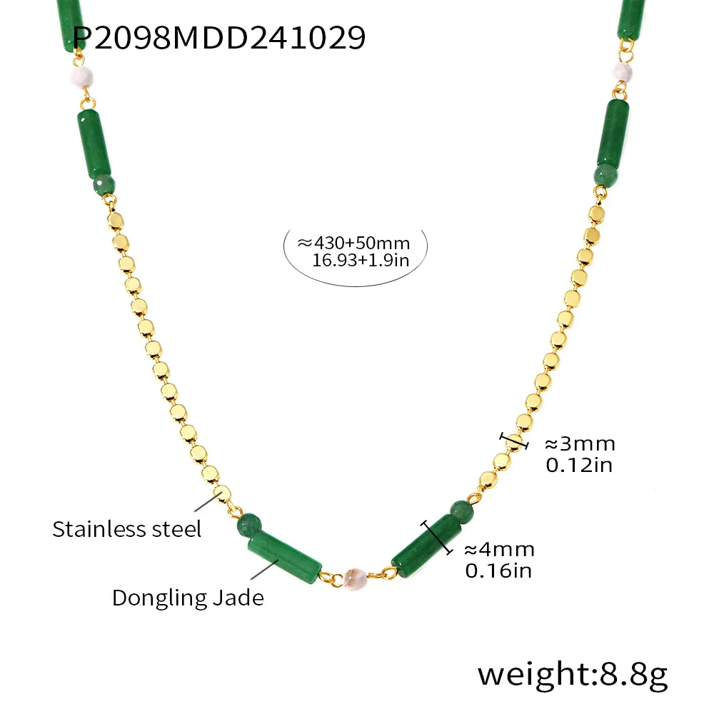 316 Edelstahl Anhänger Zirkon Halskette Frauen Mode Bunte Naturstein Perlen Kette Damen Luxus Schmuck Zubehör – Detail 21