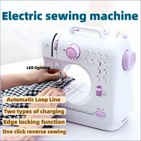 1set Portable Sewing Machine for Beginners Mini Electric Household Crafting Mending Overlock with 12 Stitches Presser Foot Pedal 2