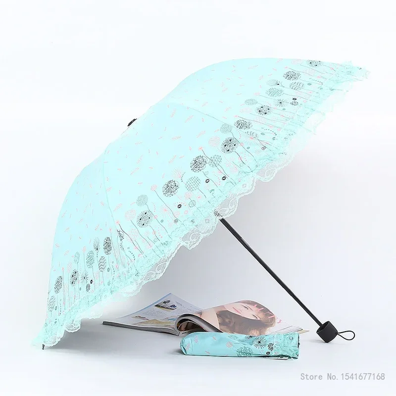 Creative Lace Umbrella for Men and Women, Folding Umbrella, 8 Bone Reinforcement, Business Travel, Portable UV Protection, 1Pc