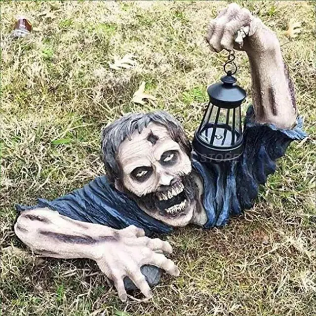 Kerti Zombi Lámpás Szobrok Halloween Horror Jelenetek Dekorációs Kellékek Kreatív Alak Pázsit Dekoratív Szobor - Image 6