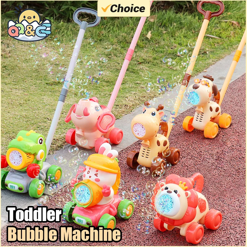 Kids Bubble Machine Trolley with Light and Bubbles for Outdoor Fun
