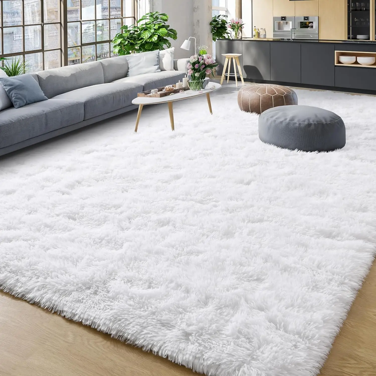 Prabia Super Soft Fluffy Shaggy Rugs 4x5.9 Feet For Living Room Bedroom, Fuzzy Plh Area Rugs For Girls Kids Room Nursery Home Decor